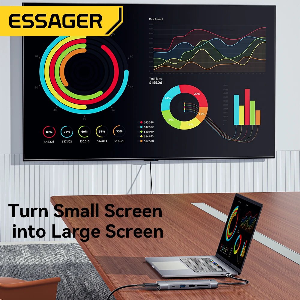 Essager ES-TA08 Hub USB-C 8-en-1 avec Boîtier SSD M.2 NVMe Intégré - Arsenal HANTKO